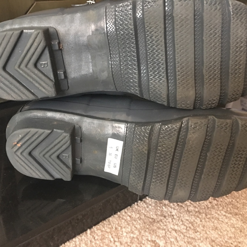 HUNTER Women Original Glossy Dark Grey Rubber Tall Rain Boots US 7M - Picture 7 of 7